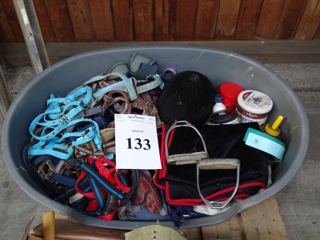 Dog Basket with unused stuff for horses