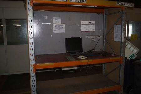 Two pieces of material racks and two trolleys, tables and chairs, etc., minus fixed installations
