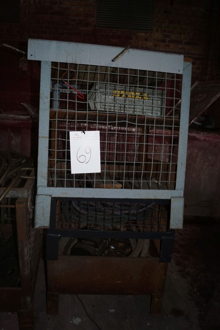Wire crates and storage boxes with various contents