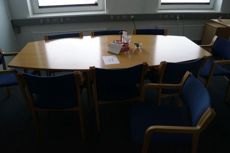 Meeting table with 10 chairs