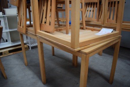 4 stk. bøgebord + 8 stole, 75 x 76 x 72 cm