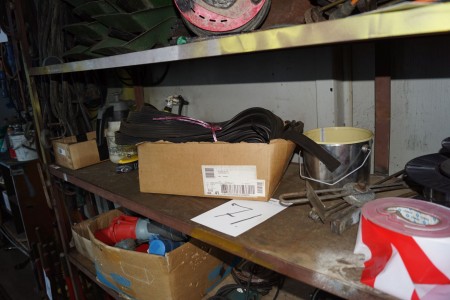 Shelf with iron wedges, welding wire, manometer and more.