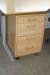 Desk L: 180 cm D: 110 cm H: 75 cm with drawer cabinet, 2 shelves H: 187 cm D: 35 cm B: 78 cm.
