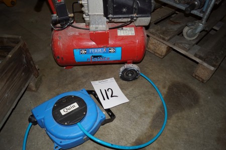 Compressor with hose reel 1.5 HP.