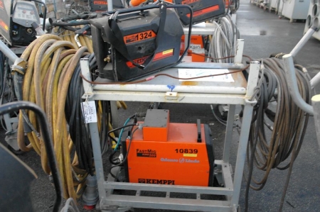 Kemppi FastMig KMS 500 + wire feed unit: Kemppi FastMig MSF 53. Cables and torch. Metal frame on wheels