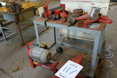 Electrical Pipe Bending machine with tools, Ridgid + shop trolley