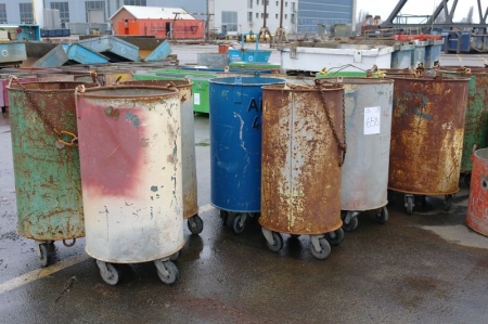 (12) high circular waste container on wheels. Max 500 kg