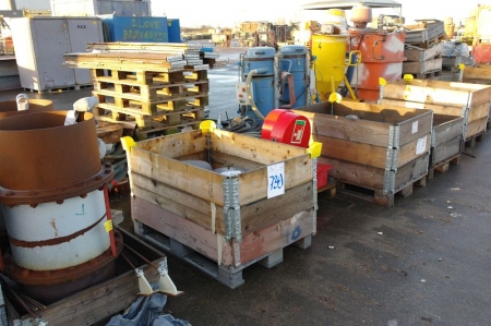 (6) pallets pipes + (7) vent hoods, fire extinguishers + barrier equipment