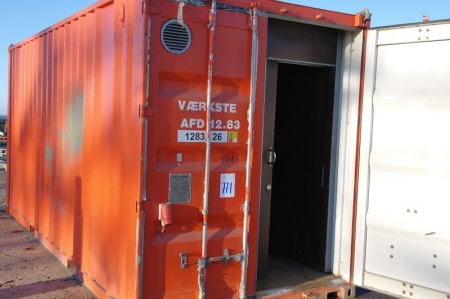 Container, 20 fod, isoleret, lys, varme. Indhold