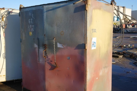 Utility Container with content: welding electrodes, welding cables, power cables, air cup grinder