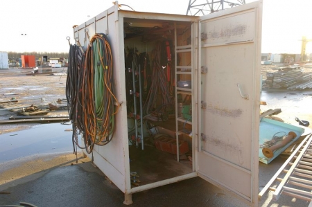 Utility Container with cutting equipment: (3) cut "pigs" Koike Sanso Kogyo, type IK-72T + guide rails for cutting "pigs" + oxygen and acetylene cable + torch handles + (4) transformers (110v and 42v)