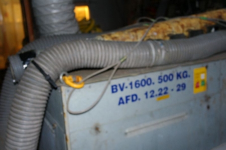 Rumudsugning, Bellinge Ventilation BV 1600, 500 kg + udsugningsslange på gulv