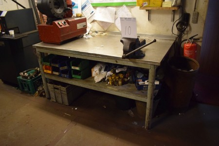 Work table with stainless steel plate 165x100x83 cm