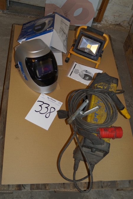 Electrode welder + speed helmet + led lamp