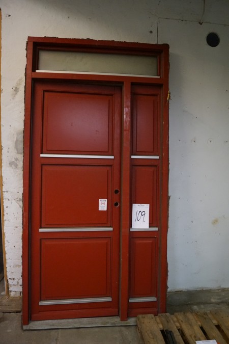 Facade door with side door and glass over the door, opening left in H: 246 B: 121 cm