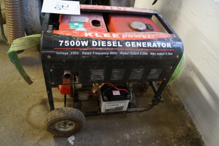 Generator diesel 230V mærke: KLEE POWER 7000W virker og med nyt batteri