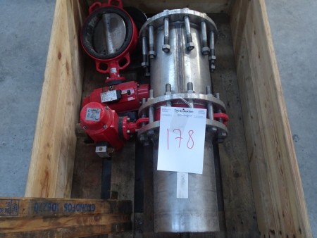 2 pcs. butterfly valves. Red / stainless