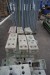 Lot of concrete feet for construction site fence