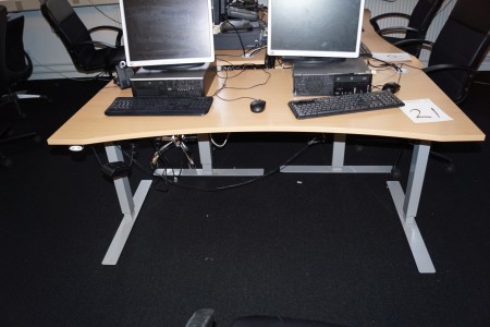 El raise lower table with 1 office chair. 160x80 cm tested ok