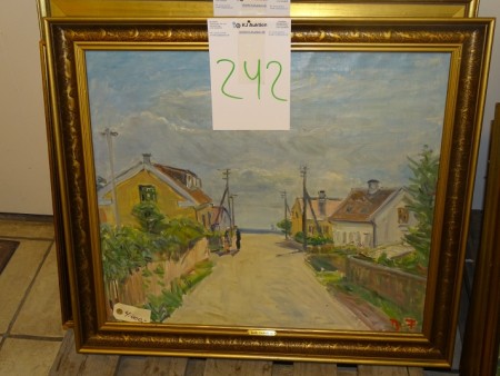 Kunstmaleri. Ca. 79,5x69,5 cm.