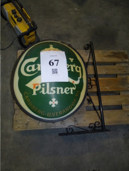 Carlsberg sign with suspension rack