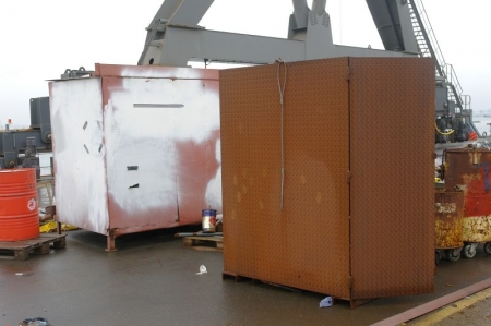(2) steel cabinets with content heating blowers + cable and painting equipment