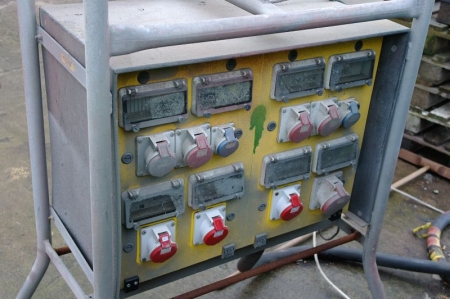 Power distribution panel, 220/346 volt, 16 and 63 amps.