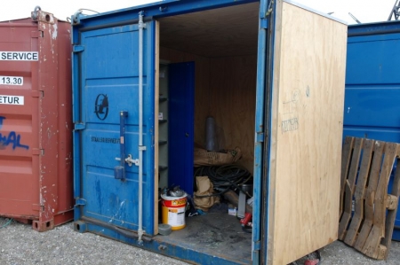 Container, ca. 10 feet. Various content, insulated. Tool Box