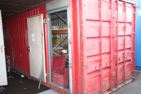 20 foot crew container, with content: pressure testing equipment, 2 fan heaters, pipe fittings