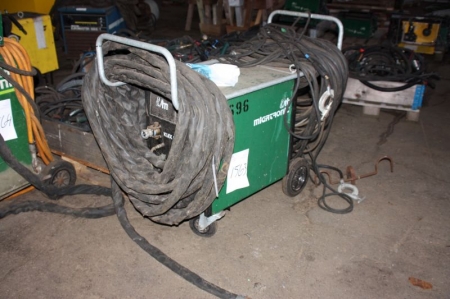 Migatronic KMX 550 med trådfremføringsenhed, Migatronic Yard Unit + kabel. Monteret i ramme på hjul