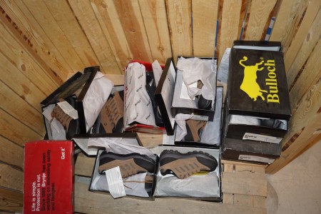 Lot of unused work shoes. + power tool defective.