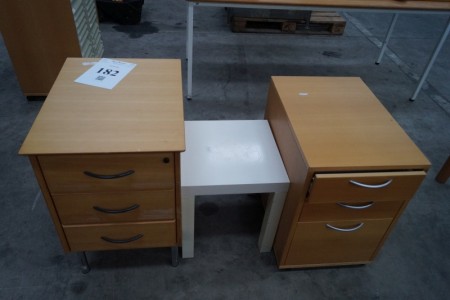 2 pcs. drawer table + white table