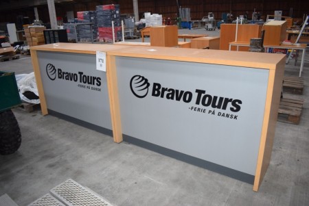 2 pcs. reception desk mrk. Bravo Tours. 166x52x110.5 cm.