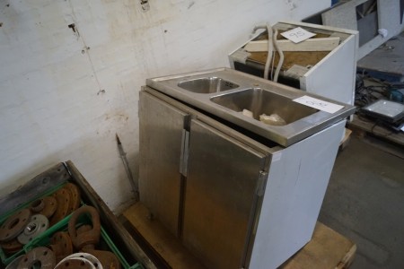 Stainless cupboard with 2 doors and 2 sinks 80x87x60 cm.