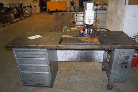 Column drill on table with relaxation plan and 5 drawers 200x70x85 cm.