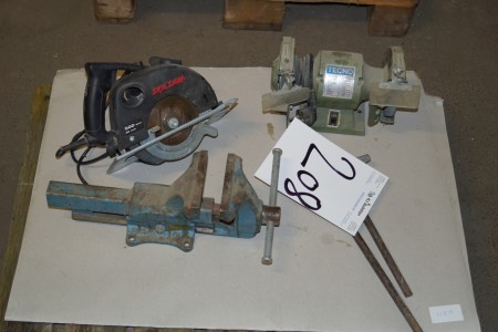 SKILSAV circular saw + clamp + bench grinder, tested ok