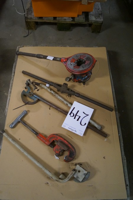 Various hand tools for plumbing