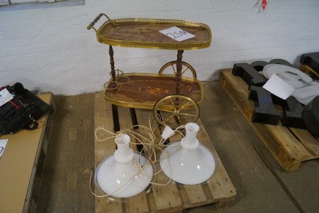 2 ROYL COPEHAGEN lamps + table on wheels