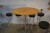 3 runde cafeborde ca H:120 Ø:80 cm med 8 cafestole, bordene kan skilles i 3 dele