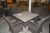 Gartentisch mit Fliesen und Loch für Sonnenschirm 73x100x100 cm + 4 Stück Korbsessel mit Armlehnen