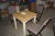 Older table 76x70x70 cm with 3 chairs