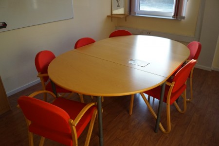 Conference table 210x140x74 cm with 6 chairs