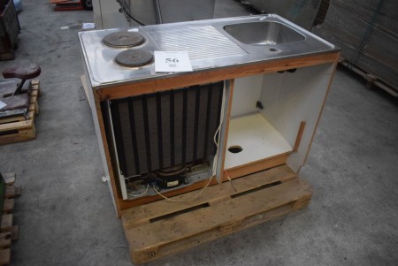 Flytbart køkkenmodul - med håndvask, kogeplader og køleskab