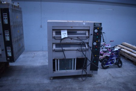 Pizza oven. 2 pcs on column 13,5,5x106,5x160 cm. 380 volts Sveba Dahlin 00-22 17.8 KW on wheels.