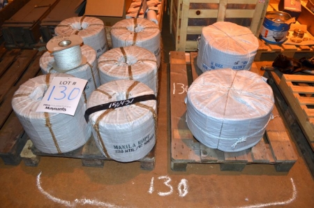 (2) Pallets of ropes, 8 drums of polypropylene and hemp ropes
