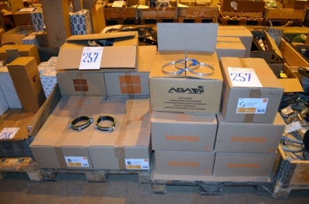 (2) Pallets Containing mupro metal grip circular clamps and adjustable hose clips