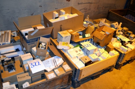 (3) Pallets Containing electrical equipment including bonfiglioli frequency inverter,siemens spare part coils, merlin gerin ns630b-1600 cicuit breaker and contactors
