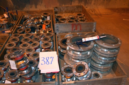 (4) Pallets Containing Stenflex various size rubber/steel flanged compesators