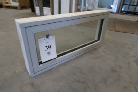 Fenster, Holz / Aluminium, lichtgrau / weiß, H48xB105 cm, Rahmenbreite 13 cm. 3-Schicht Glas