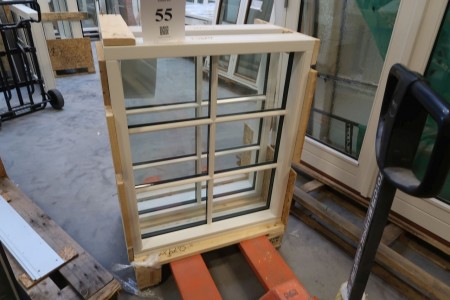 Wooden window, white / white H97,5xB79 cm, frame width 11,5 cm. With groove for bottom piece